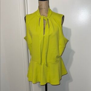 Ashley Stewart Yellow Keyhole Cutout Peplum Blouse